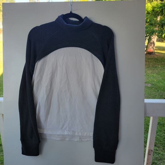 ZARA Women’s Colorblock Sweater Top Gray Knit Long Sleeve Mock Neck Size S - Picture 1 of 7